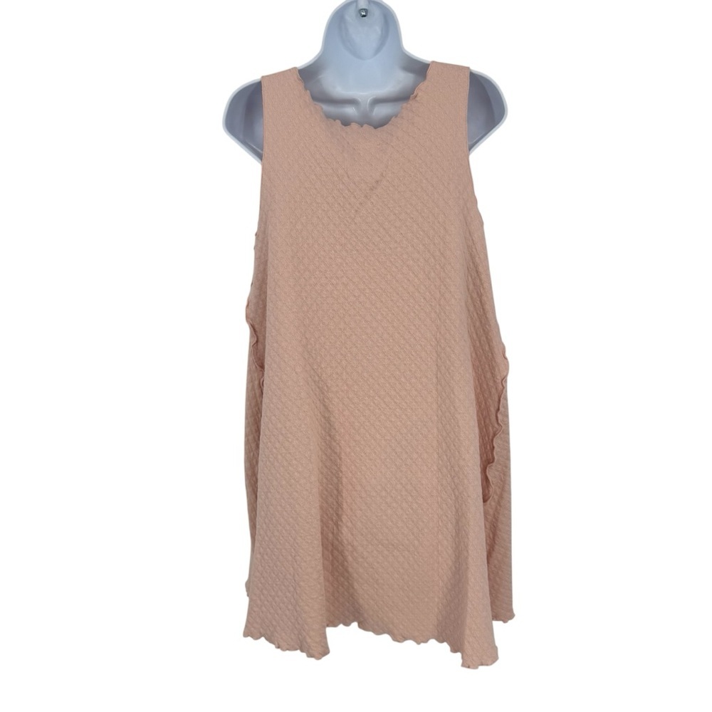 Haystacks Peach Cottagecore Texture Sleeveless Ruffle Summer Swing Dress Coverup - Picture 3 of 8